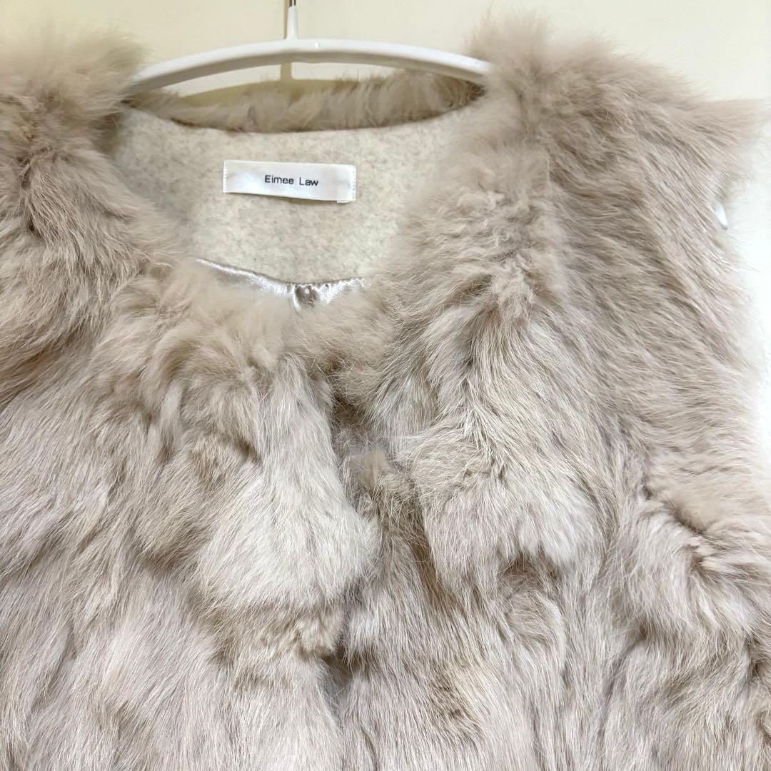 エイミーロウ 美品 ラビットファーベスト ベージュ