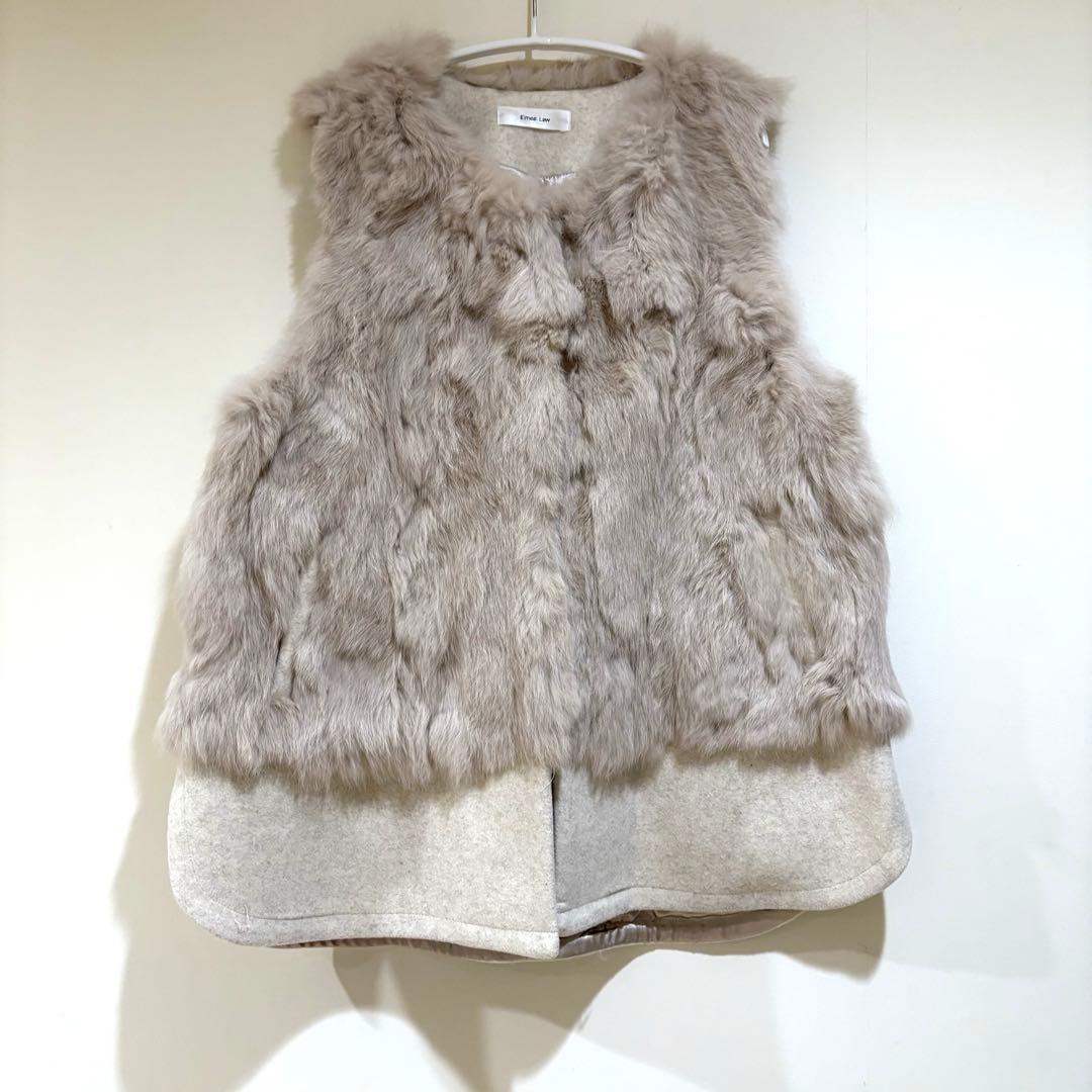 エイミーロウ 美品 ラビットファーベスト ベージュ