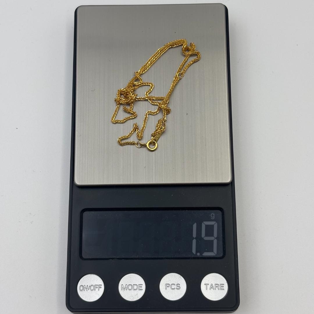 極美品K18金 ゴールド 細いチェーンネックレス 1.9g