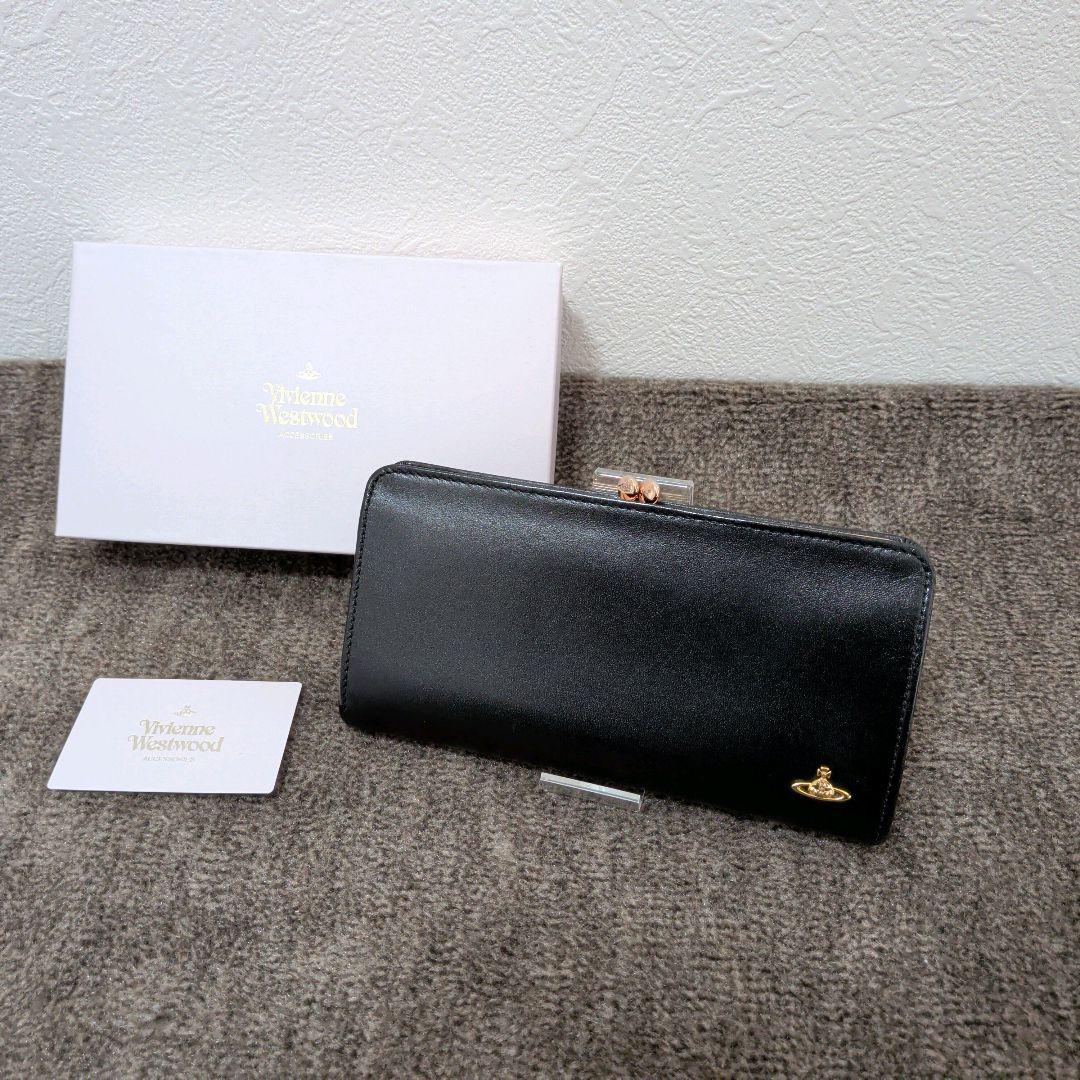 箱付美品✨️　VivienneWestwood　長財布　ブラック　オーブ　がま口