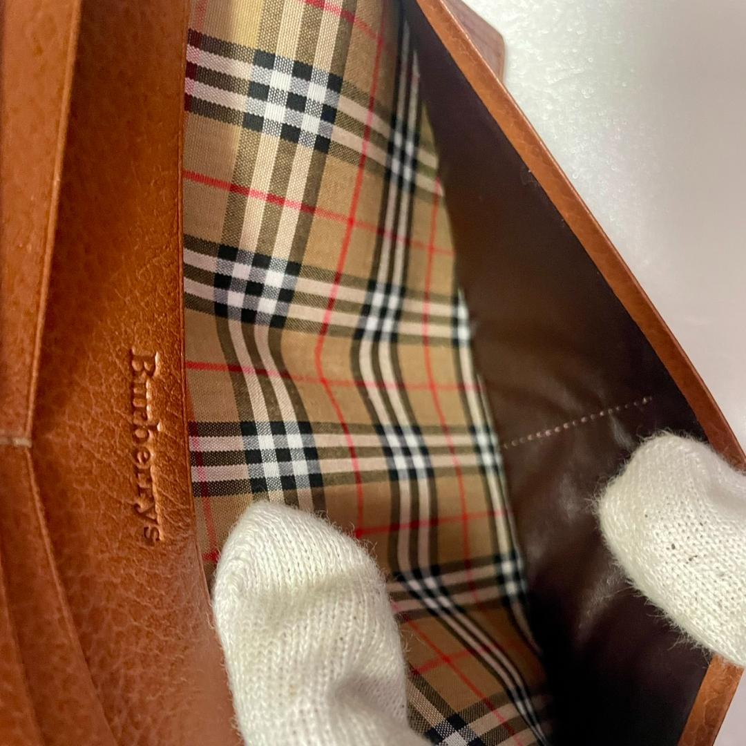 Burberrys バーバリー ブラウン レザー 長財布 ノバチェック オールド