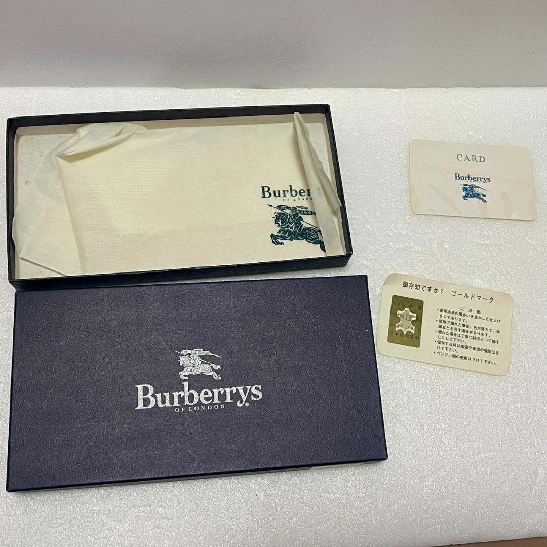 Burberrys バーバリー ブラウン レザー 長財布 ノバチェック オールド