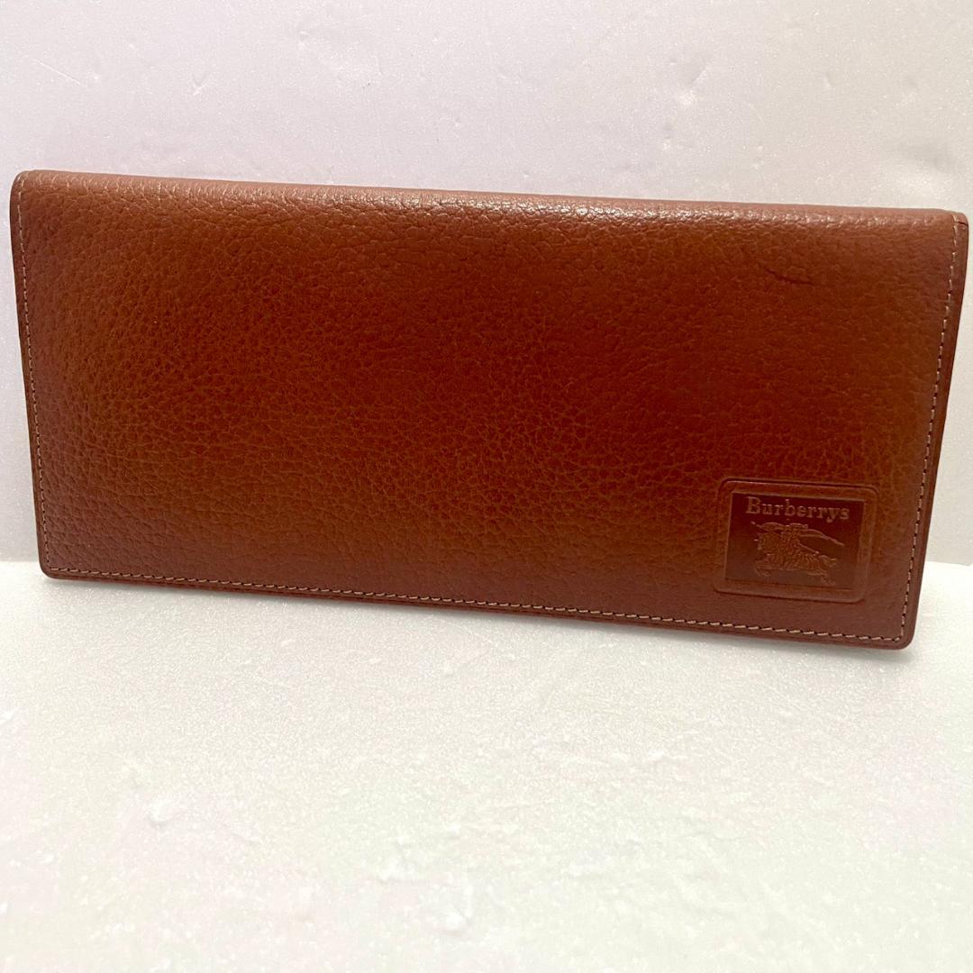 Burberrys バーバリー ブラウン レザー 長財布 ノバチェック オールド