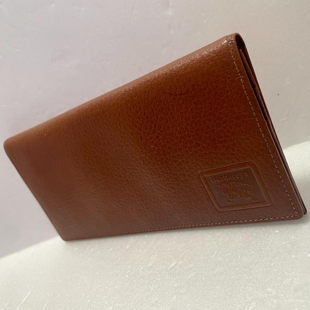 Burberrys バーバリー ブラウン レザー 長財布 ノバチェック オールド