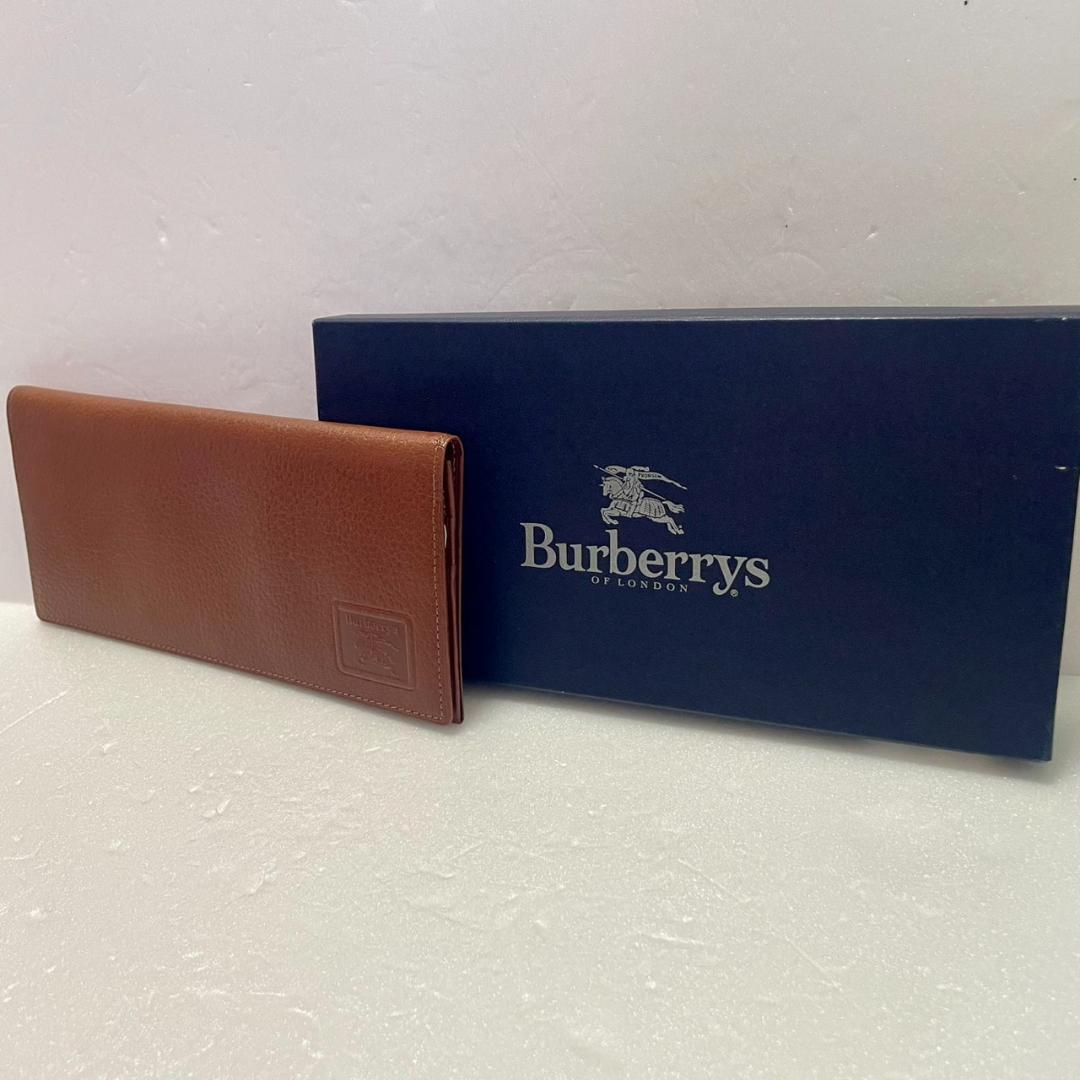 Burberrys バーバリー ブラウン レザー 長財布 ノバチェック オールド