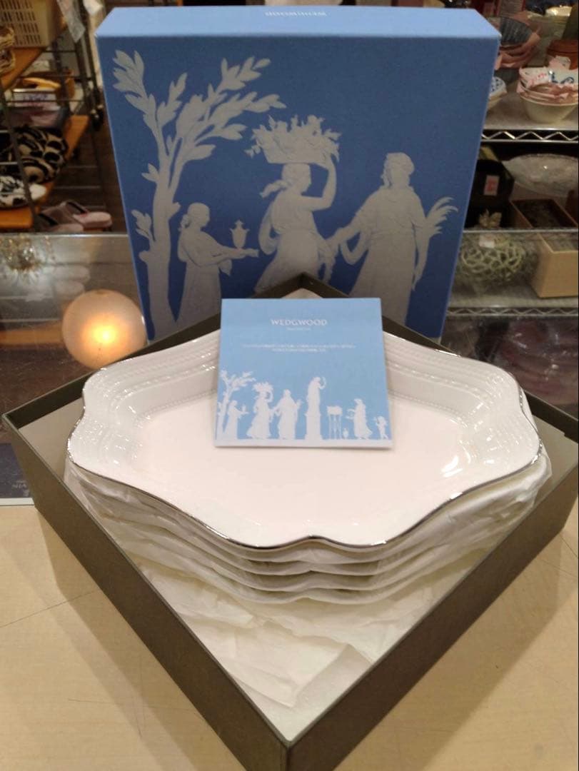 新品❗ウェッジウッド　インタグリオ プラチナ ダイヤディッシュ5枚セット