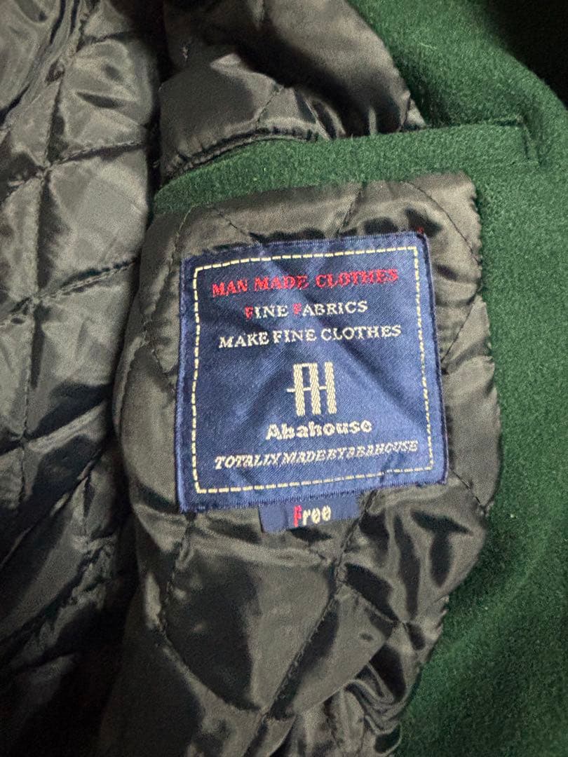 ～90 ビッグワッペン　アンカーロゴ　袖レザー切替　スタジャン　FREE ウール