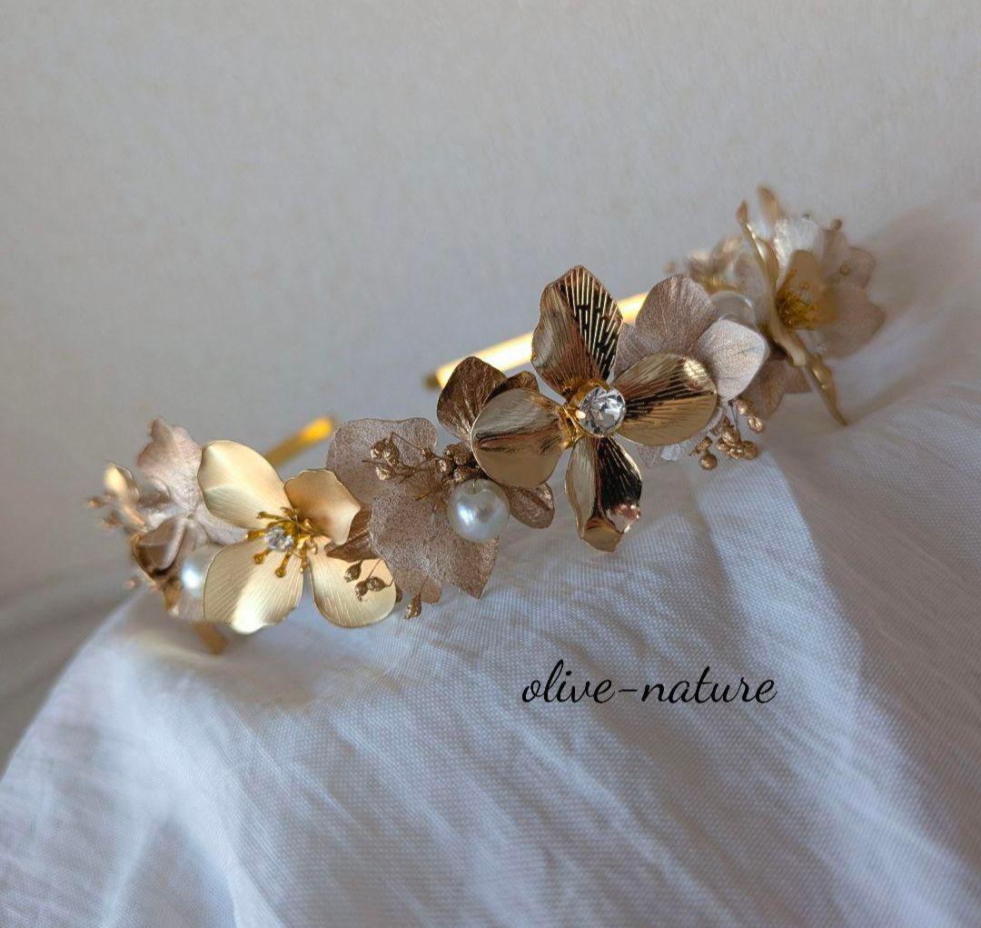 ヘッドドレス ダリア＆カチューシャリボン～髪飾り 卒業式 成人式 振袖 袴