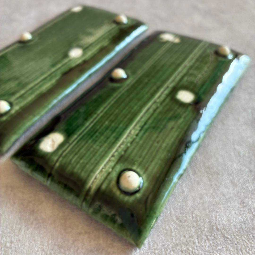 作家もの 織部 長皿 21×11cm 2枚