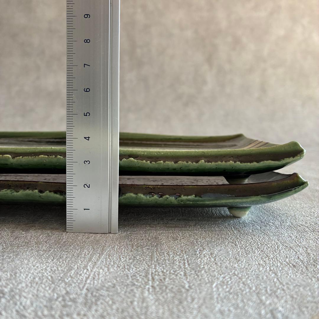 作家もの 織部 長皿 21×11cm 2枚