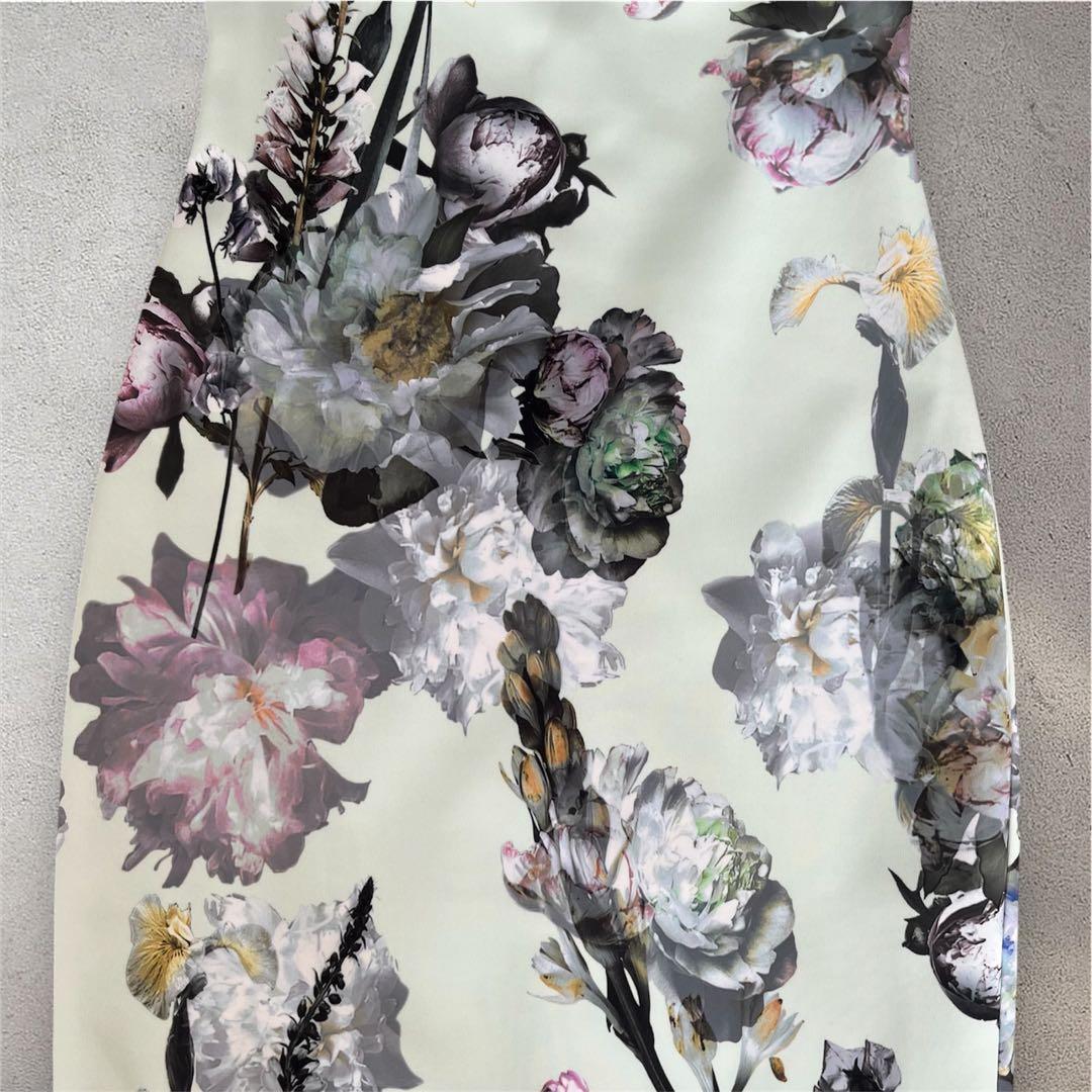 【極美品】TED BAKER 0 花柄 ワンピース ミント　フォーマル