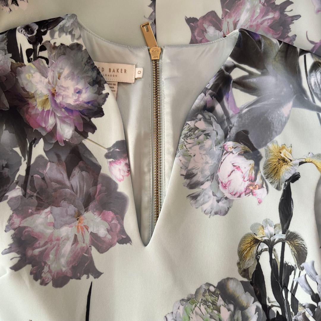 【極美品】TED BAKER 0 花柄 ワンピース ミント　フォーマル