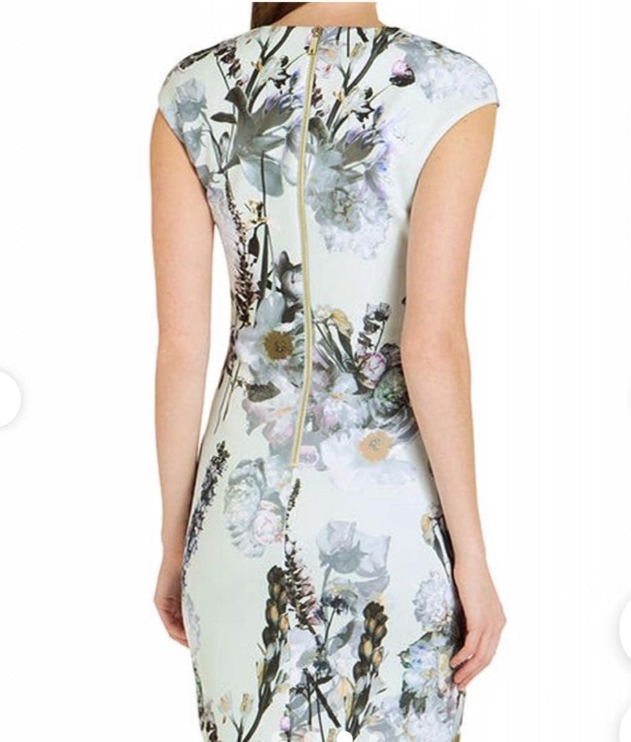 【極美品】TED BAKER 0 花柄 ワンピース ミント　フォーマル