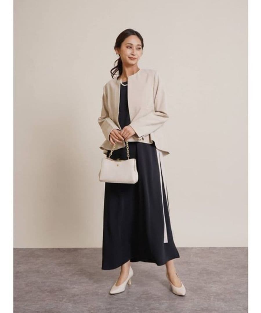 FENNEL（フェンネル）バイカラーAラインワンピース （ブラック）