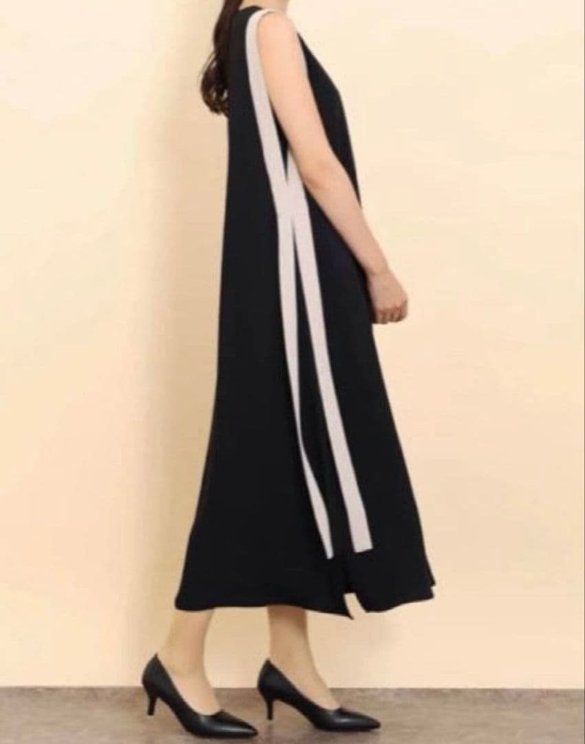 FENNEL（フェンネル）バイカラーAラインワンピース （ブラック）
