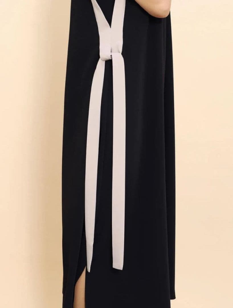 FENNEL（フェンネル）バイカラーAラインワンピース （ブラック）