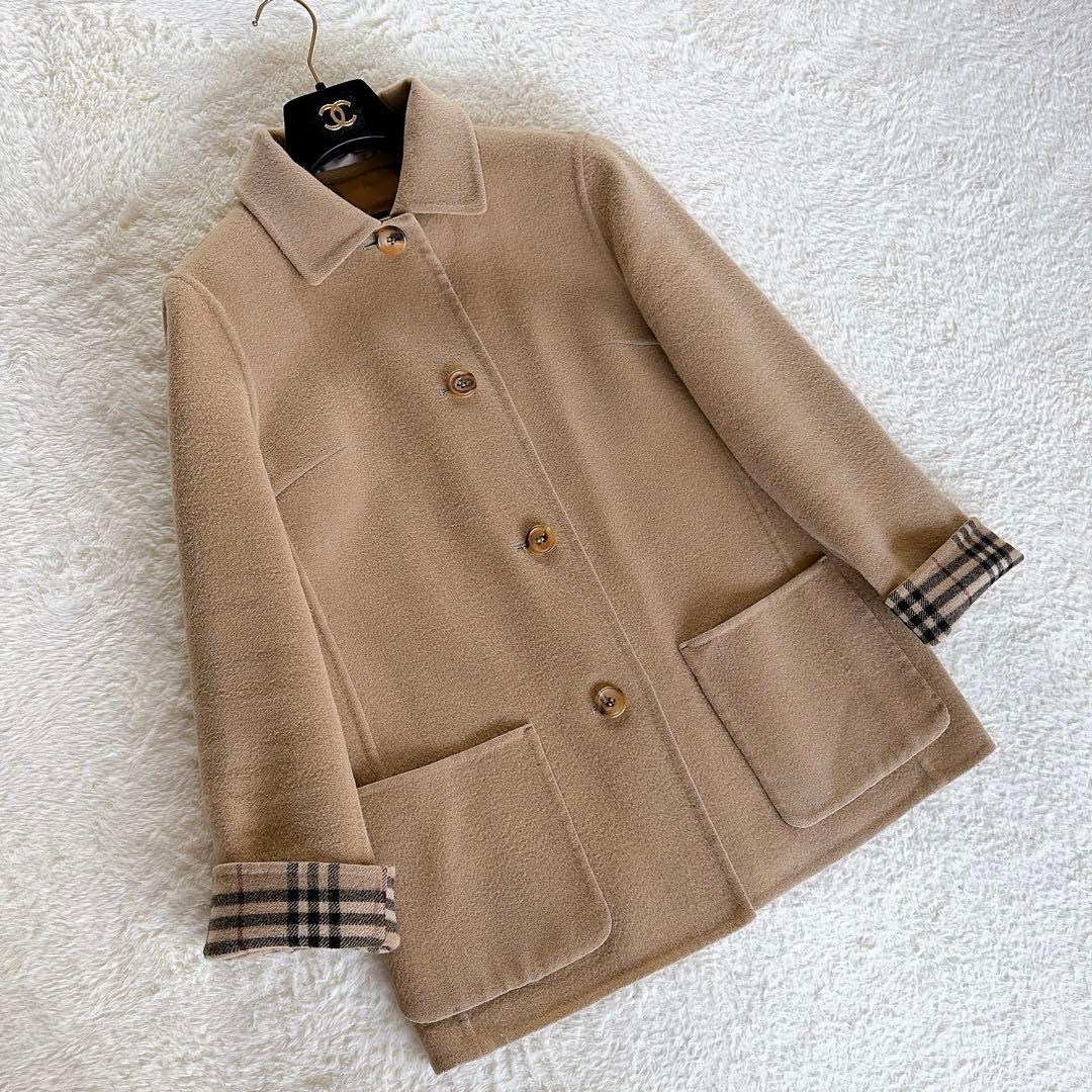 美品✨【バーバリーロンドン】カシミヤ混ウール ダブルフェイスコート キャメル38