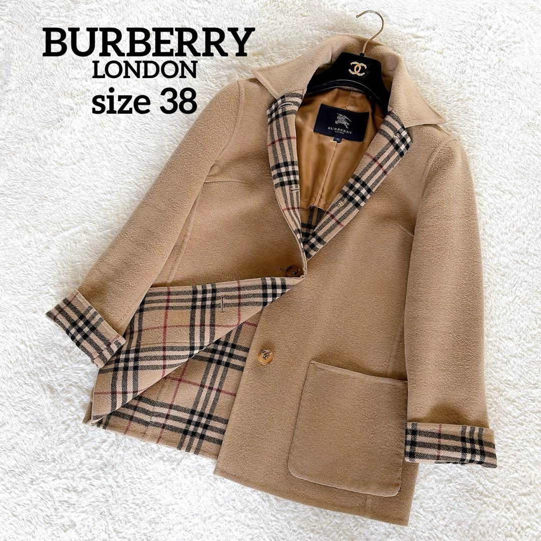 美品✨【バーバリーロンドン】カシミヤ混ウール ダブルフェイスコート キャメル38