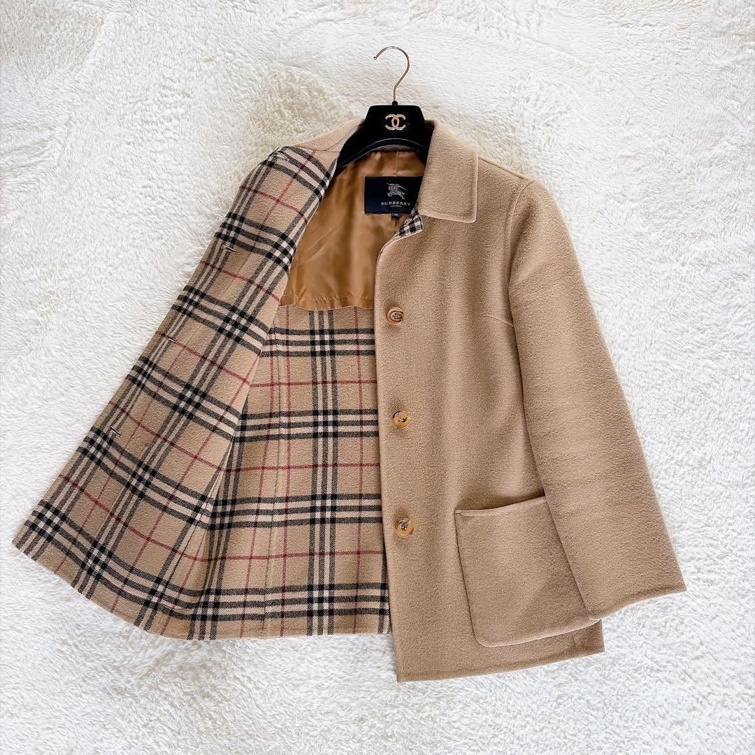 美品✨【バーバリーロンドン】カシミヤ混ウール ダブルフェイスコート キャメル38