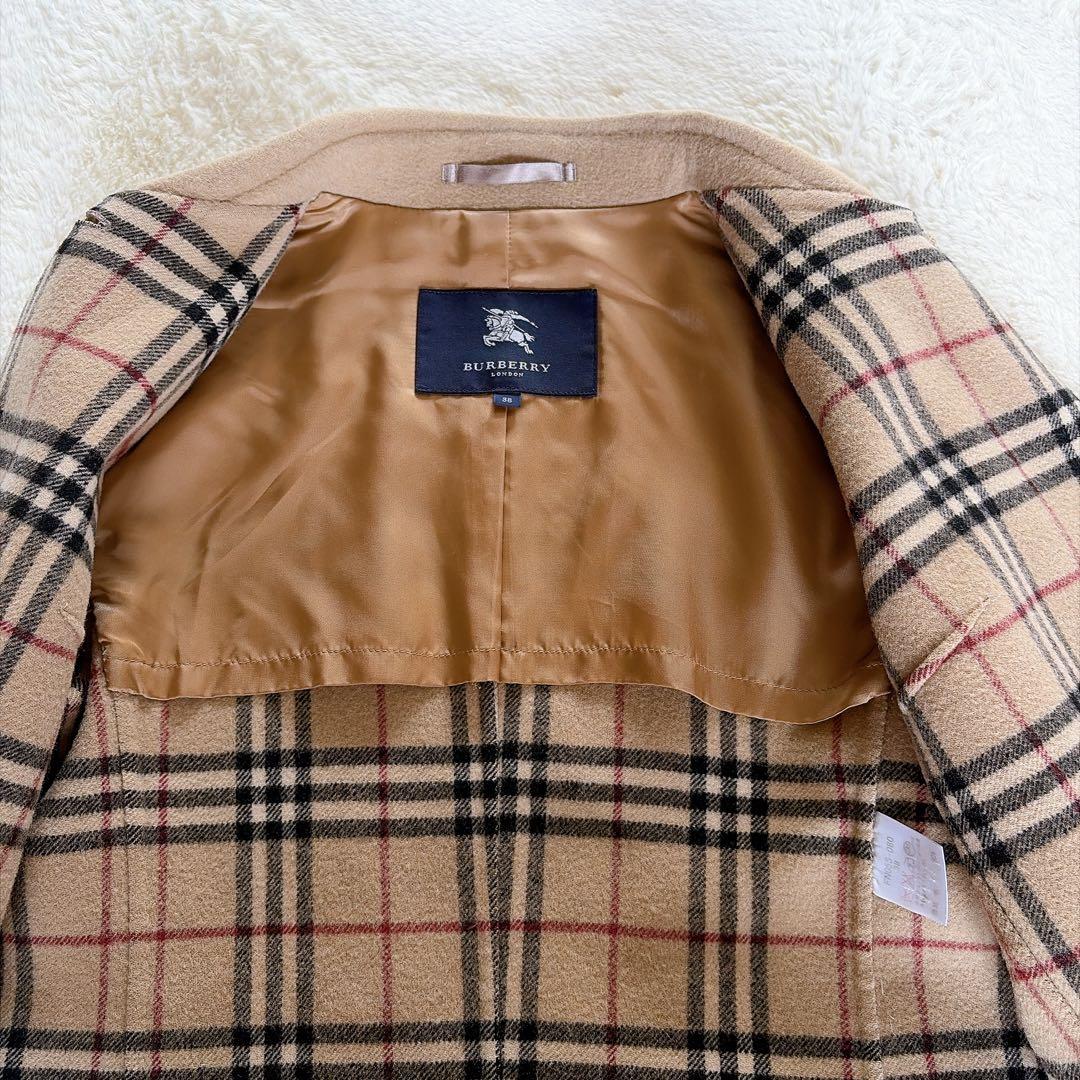 美品✨【バーバリーロンドン】カシミヤ混ウール ダブルフェイスコート キャメル38