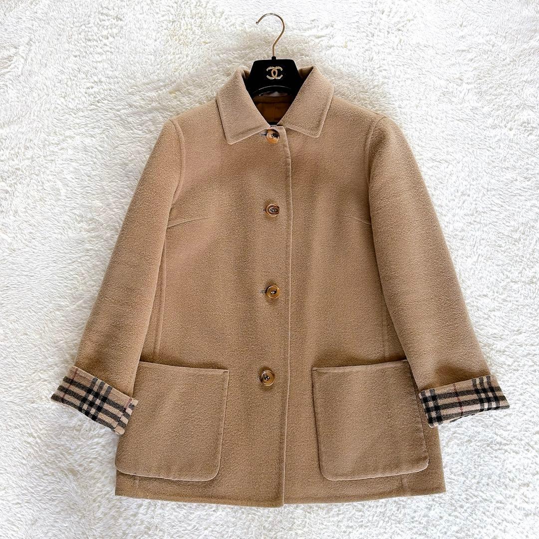 美品✨【バーバリーロンドン】カシミヤ混ウール ダブルフェイスコート キャメル38