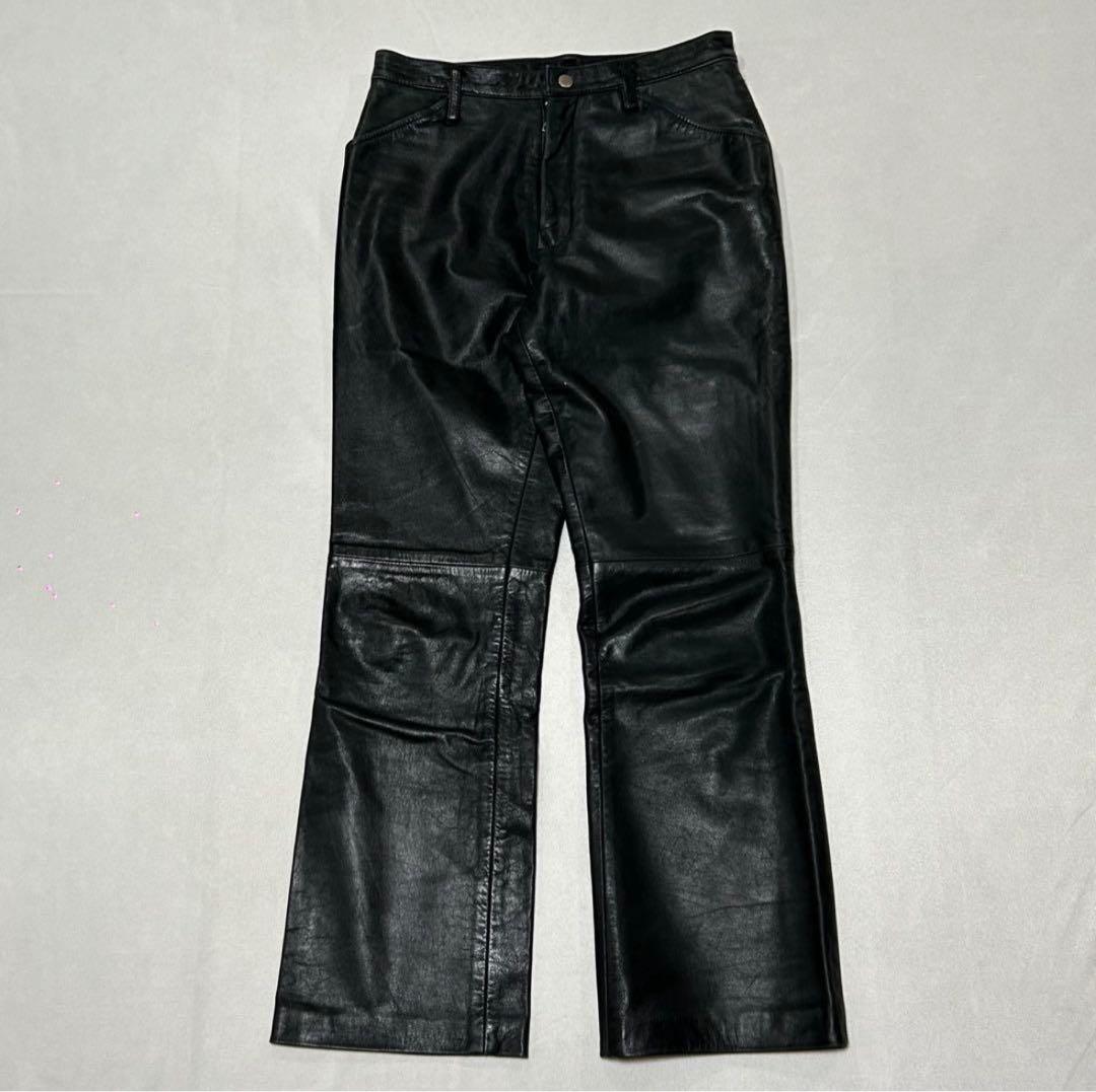 90s Archive レザー バイカー フレアパンツ モードロック Punk