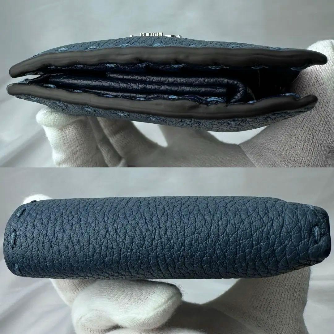 【極美品】 フェンディ 折り財布 セレリア 現行 ブルー ロゴ金具 箱、布袋付