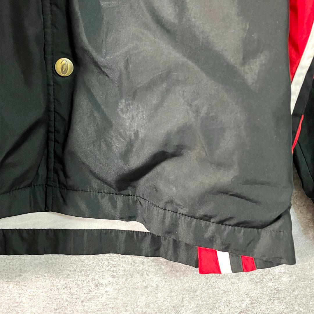 asics　ウィンドブレーカー　セットアップ　ブラック　ボタン　防寒　ロゴ　刺繍