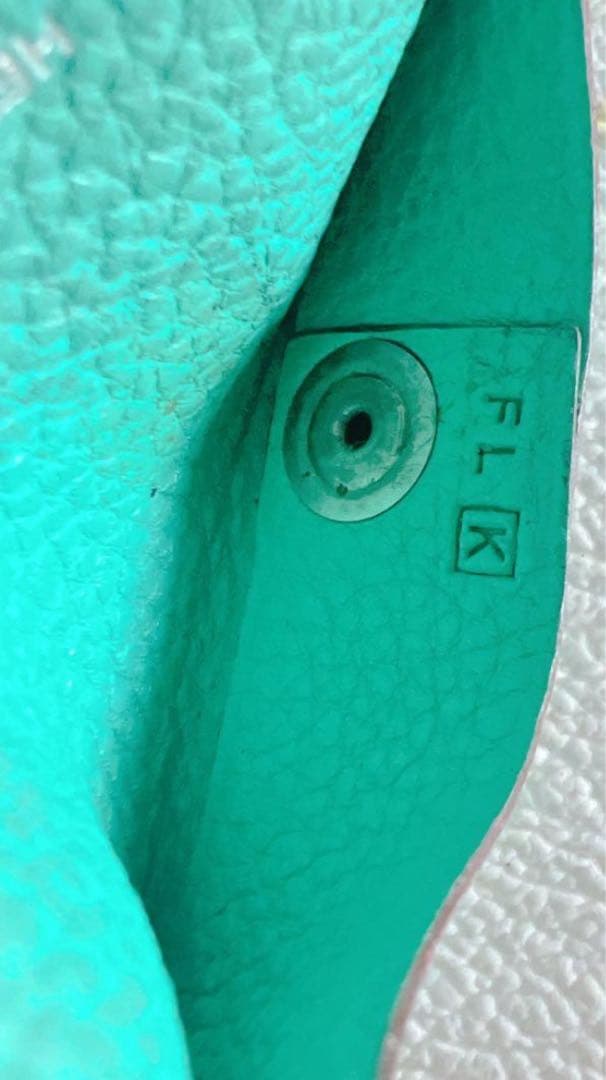 ひつじ様エルメス ケース バスティア グリーン ミント 美品 小銭入レザー