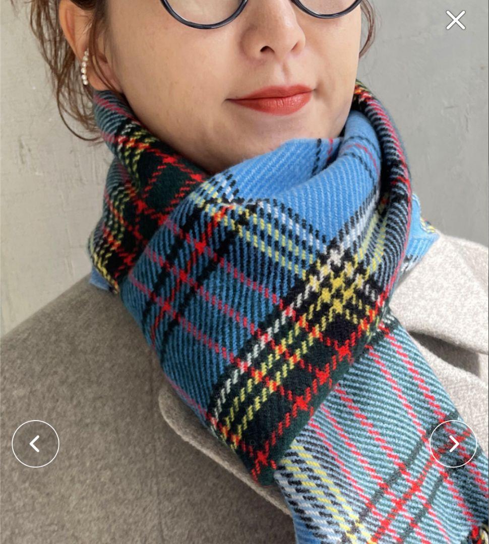 【美品】Joshua Ellis ウールマフラー チェック柄