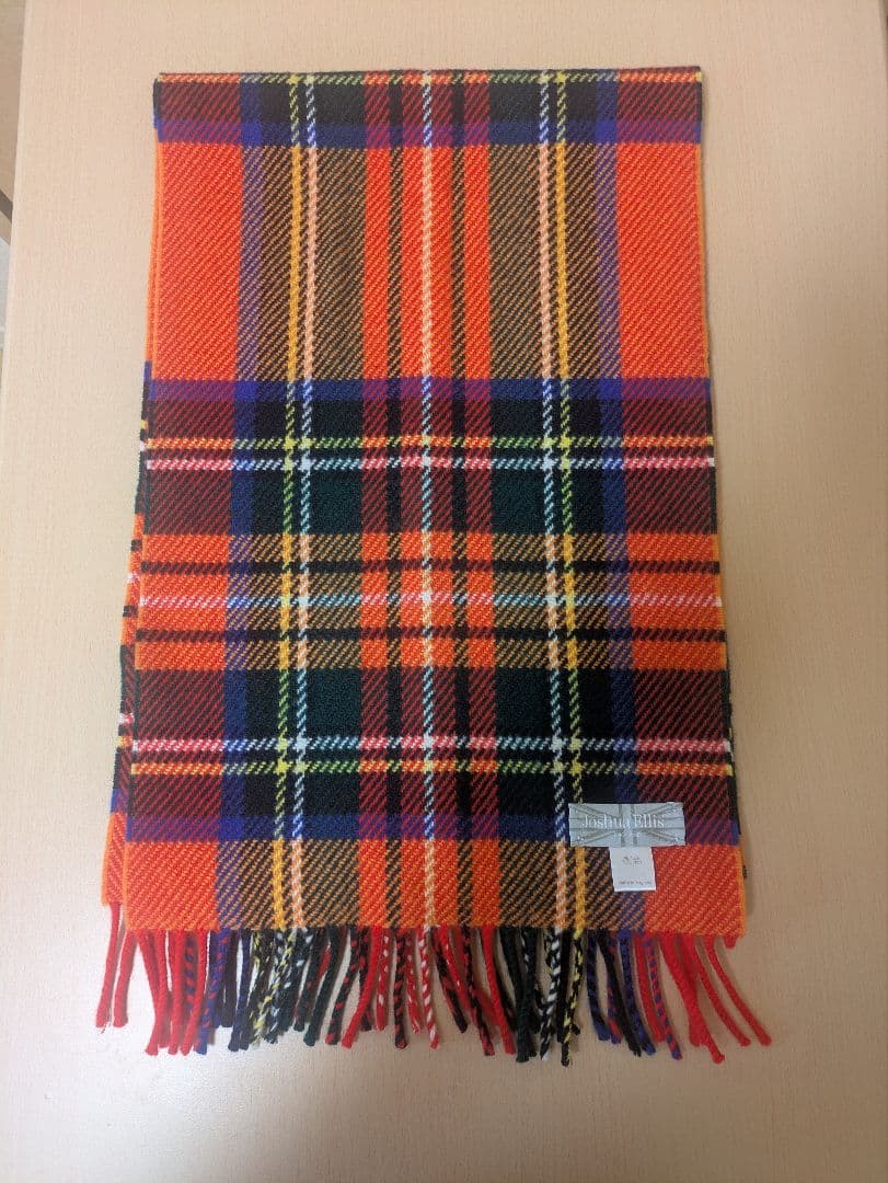 【美品】Joshua Ellis ウールマフラー チェック柄