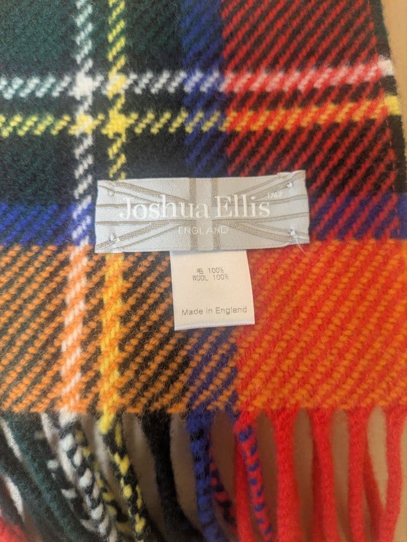 【美品】Joshua Ellis ウールマフラー チェック柄