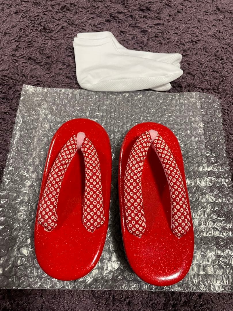 キャサリンコテージ　七五三　着物　草履　足袋　３歳　100サイズ　赤　ピンク