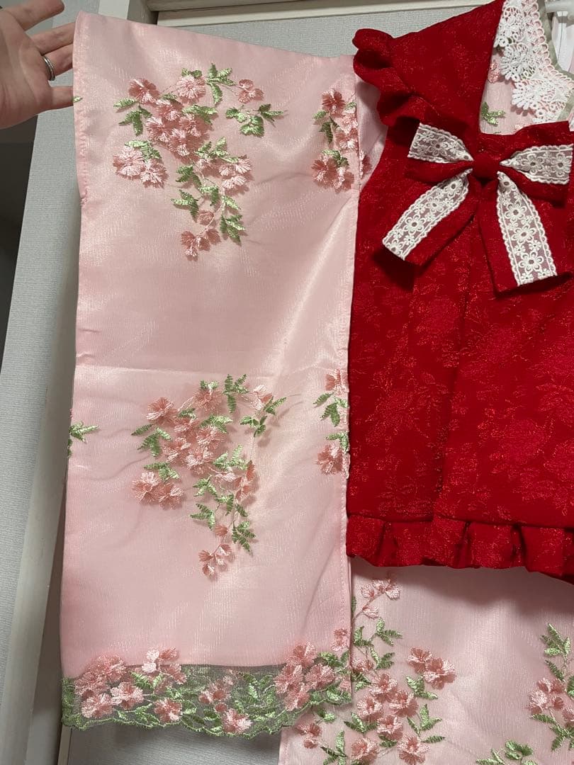 キャサリンコテージ　七五三　着物　草履　足袋　３歳　100サイズ　赤　ピンク