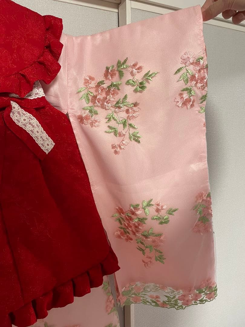 キャサリンコテージ　七五三　着物　草履　足袋　３歳　100サイズ　赤　ピンク