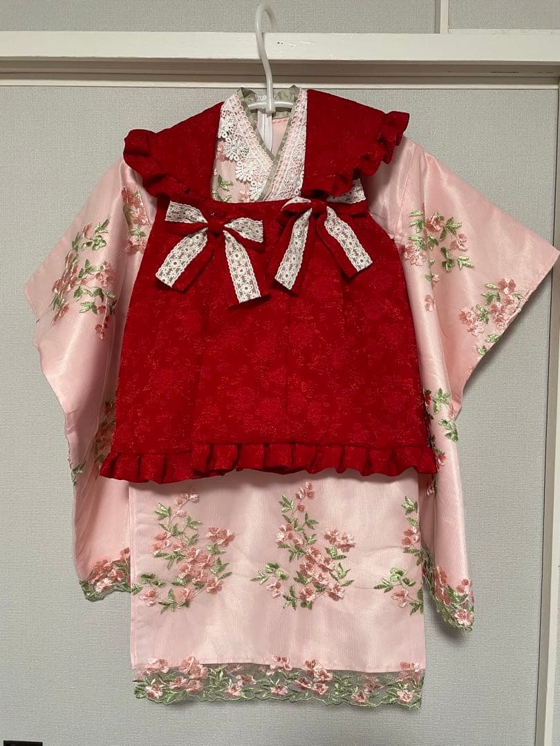 キャサリンコテージ　七五三　着物　草履　足袋　３歳　100サイズ　赤　ピンク