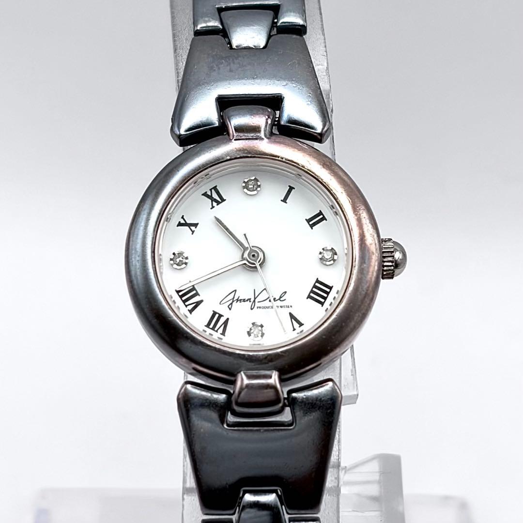 美品 バングルウォッチ 時計 4Pダイヤ レディース シルバー925