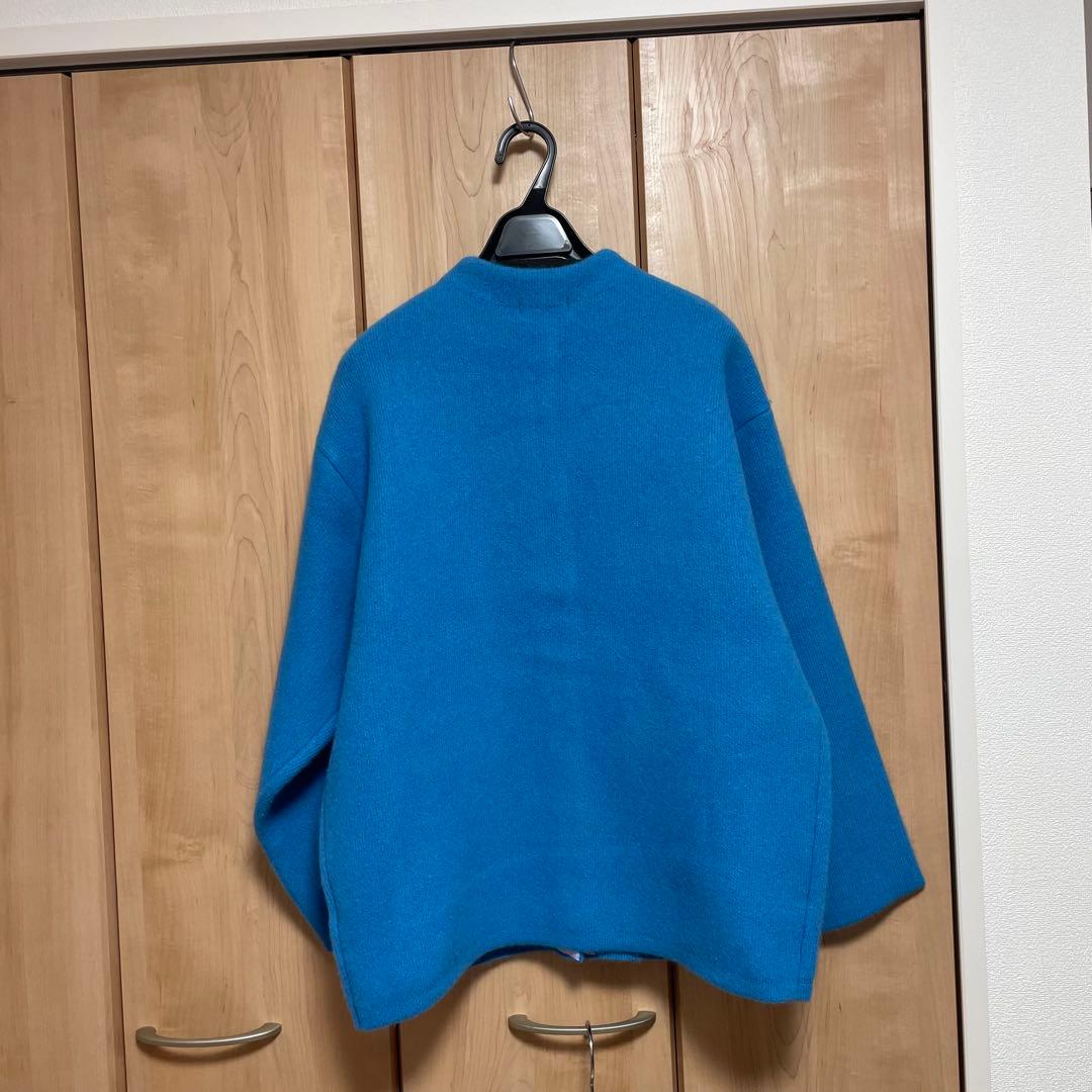 Aga（アーガ）バイカラーラクーンニットカーディガン （ロイヤルブルー）ヤマダヤ