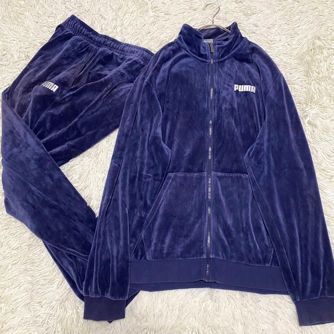 【希少◦2XL✨】PUMA ベロア Y2K ジャージ セットアップ ネイビー