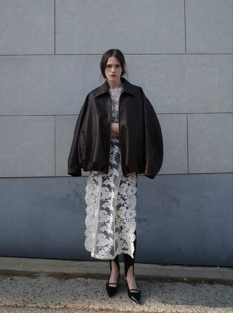 CLANE FAKE LEATHER BALLOON JACKET ブラウン