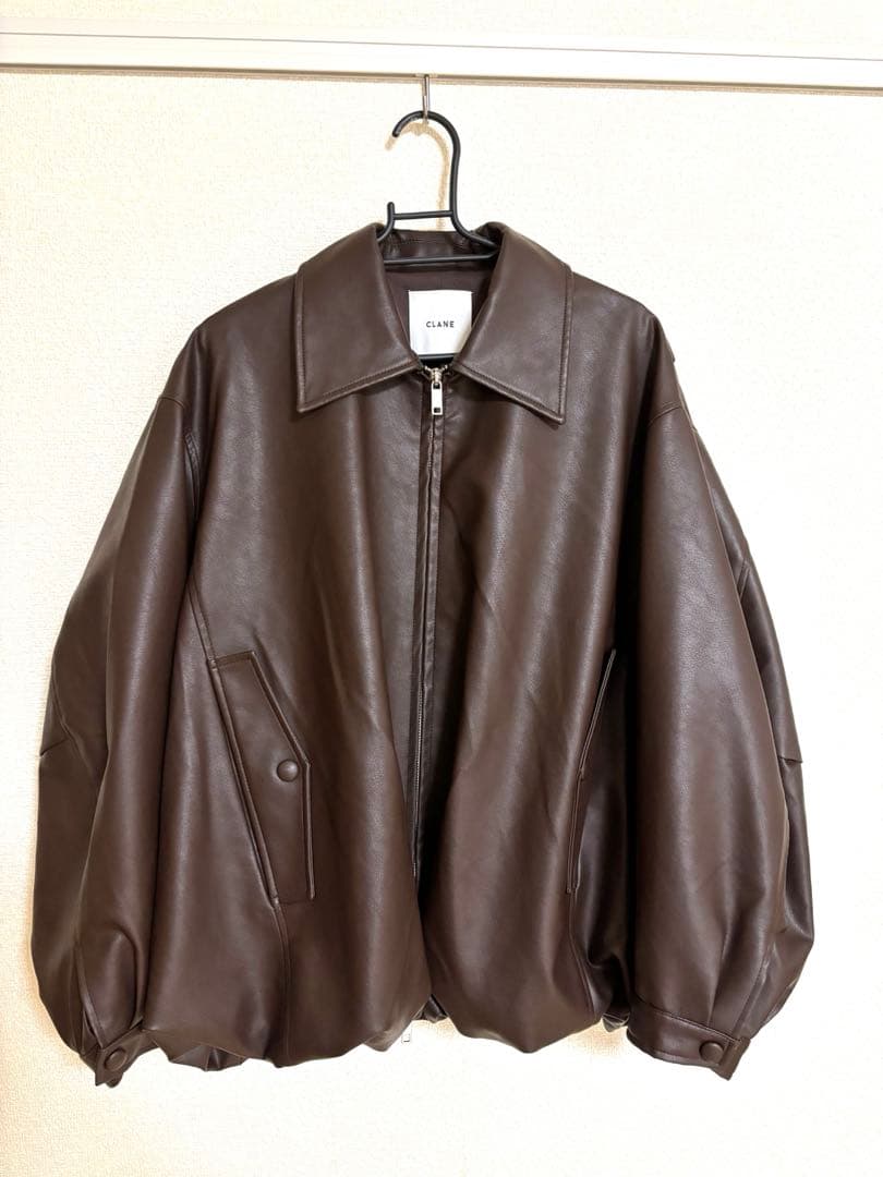 CLANE FAKE LEATHER BALLOON JACKET ブラウン