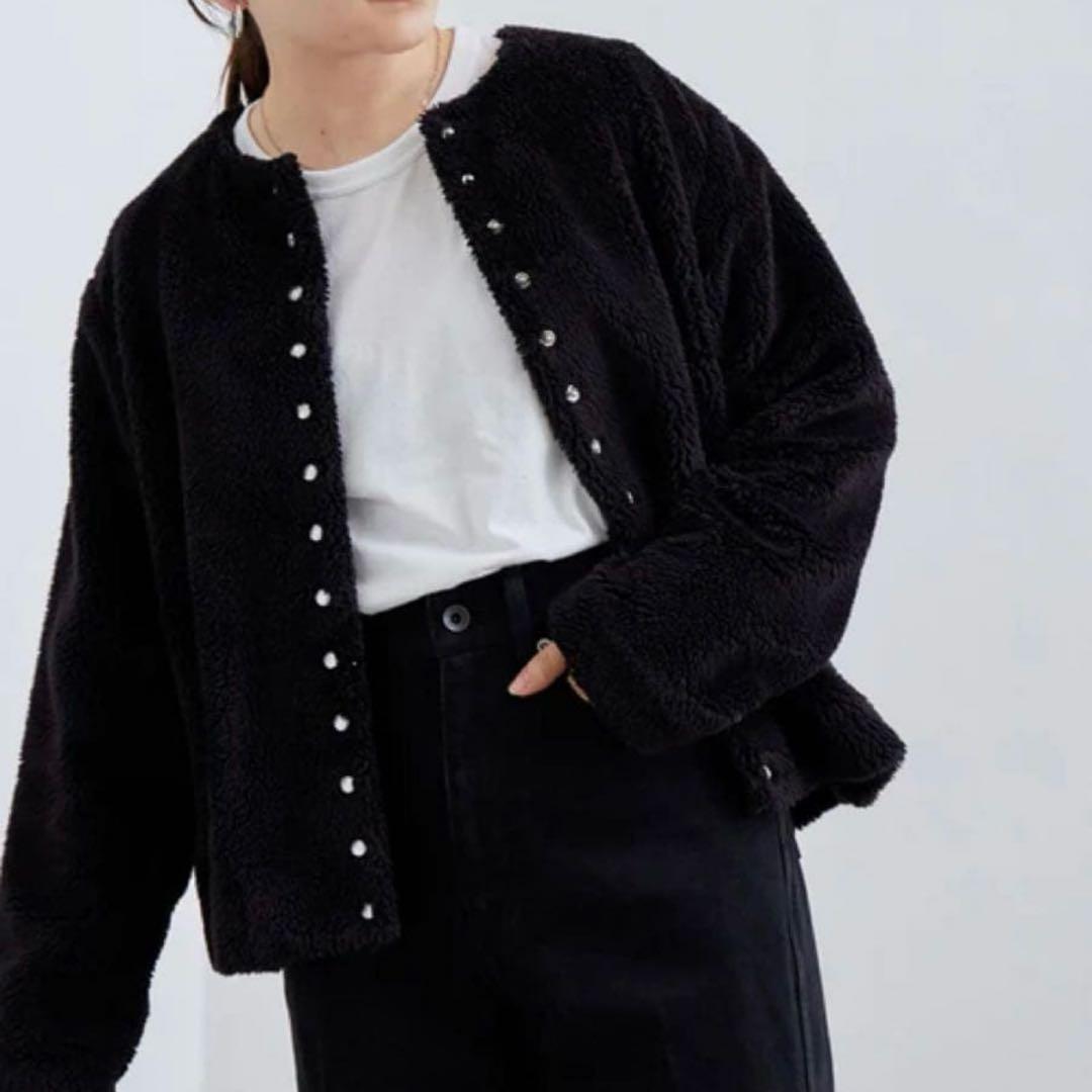 アニエスベーアダムエロペ コラボプレッションカーディガン ボア