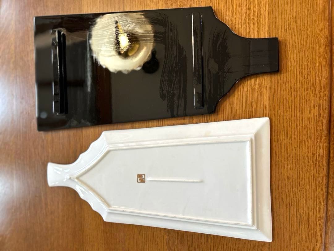 美品 美濃焼 羽子板皿&塗り皿(1セット限り)＊今なら箸置き&取り箸2膳付き