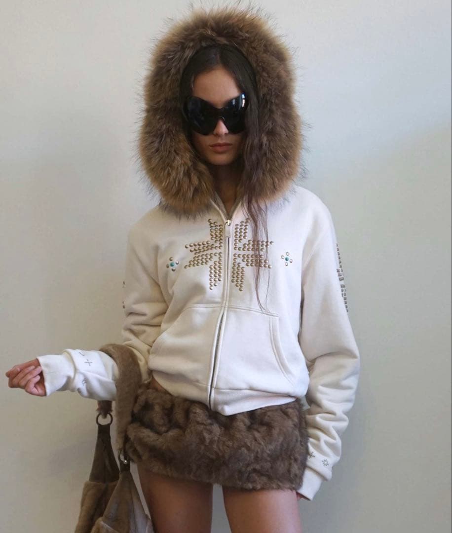 SCULPTOR Fur Trimming Hooded Zip-Up パーカー