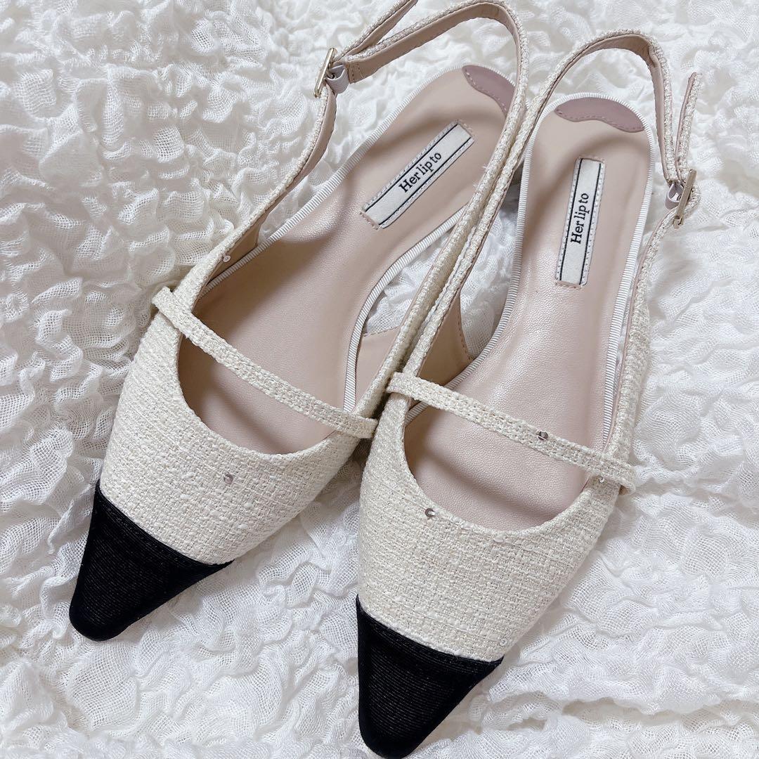 靴 Herlipto Tweed Slingback Flats