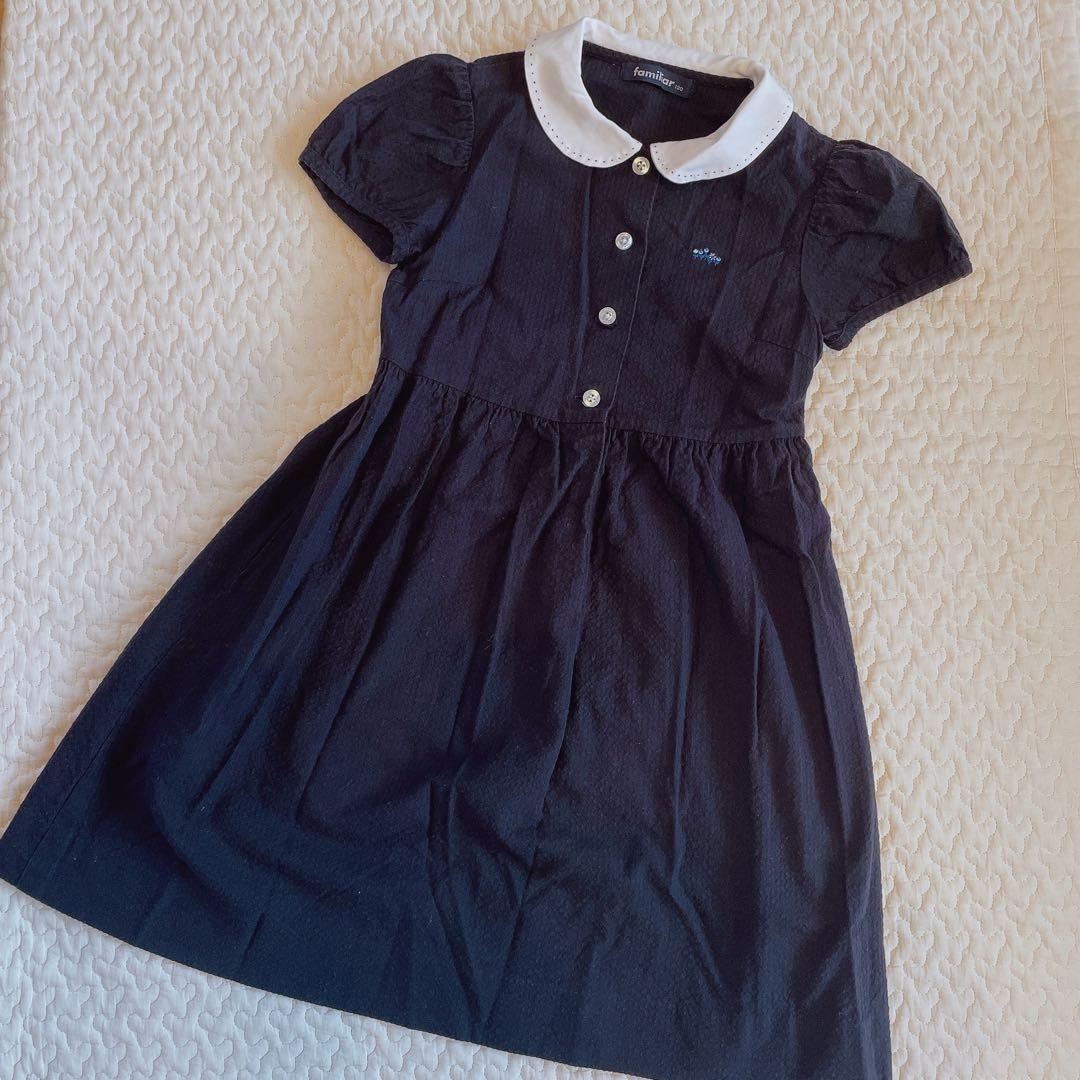 familiar ファミリア　フォーマル　ネイビー　ワンピース　半袖　120