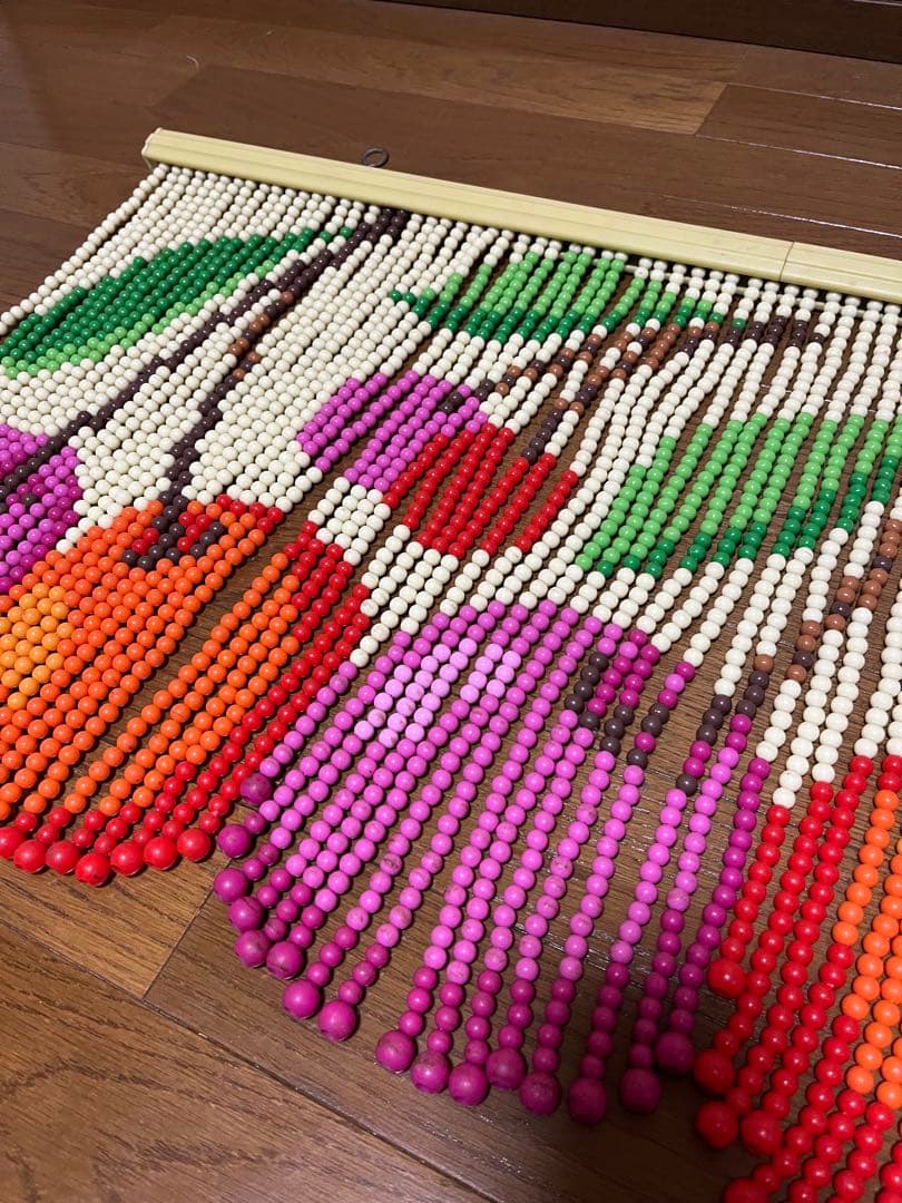 a221/希少★昭和レトロ かわいい さくらんぼデザイン ビーズ 玉のれん