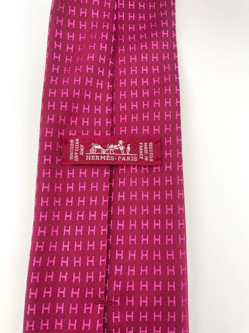 新品 エルメス ハイブランド ネクタイ ファソネ H柄 レッド系 高級