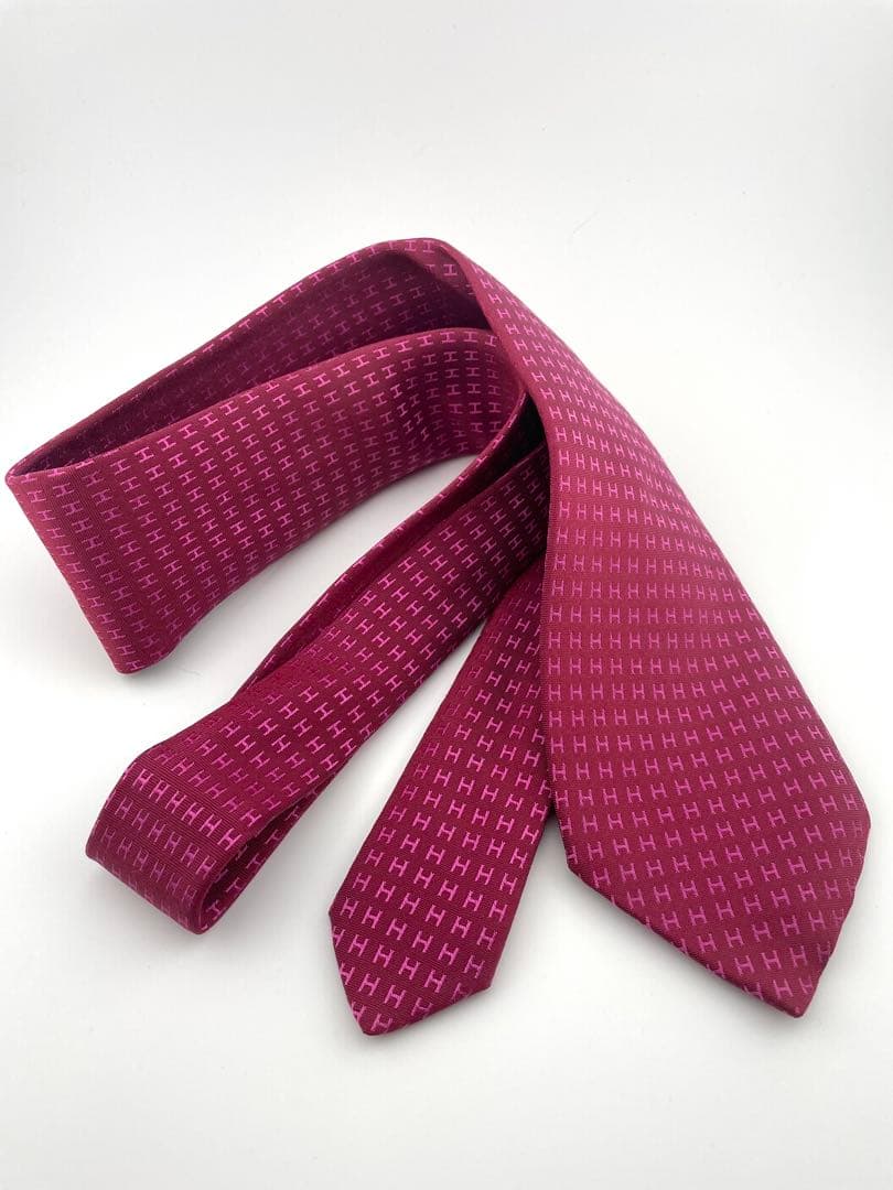 新品 エルメス ハイブランド ネクタイ ファソネ H柄 レッド系 高級