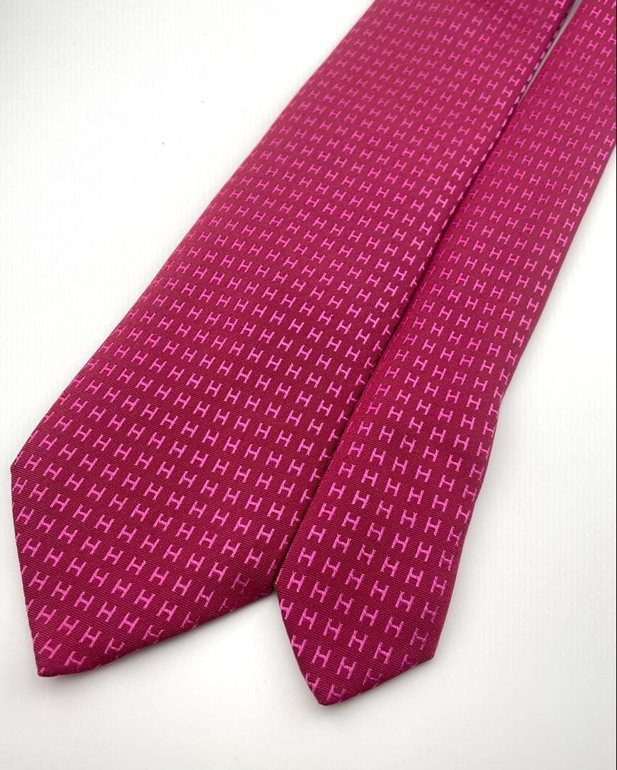 新品 エルメス ハイブランド ネクタイ ファソネ H柄 レッド系 高級